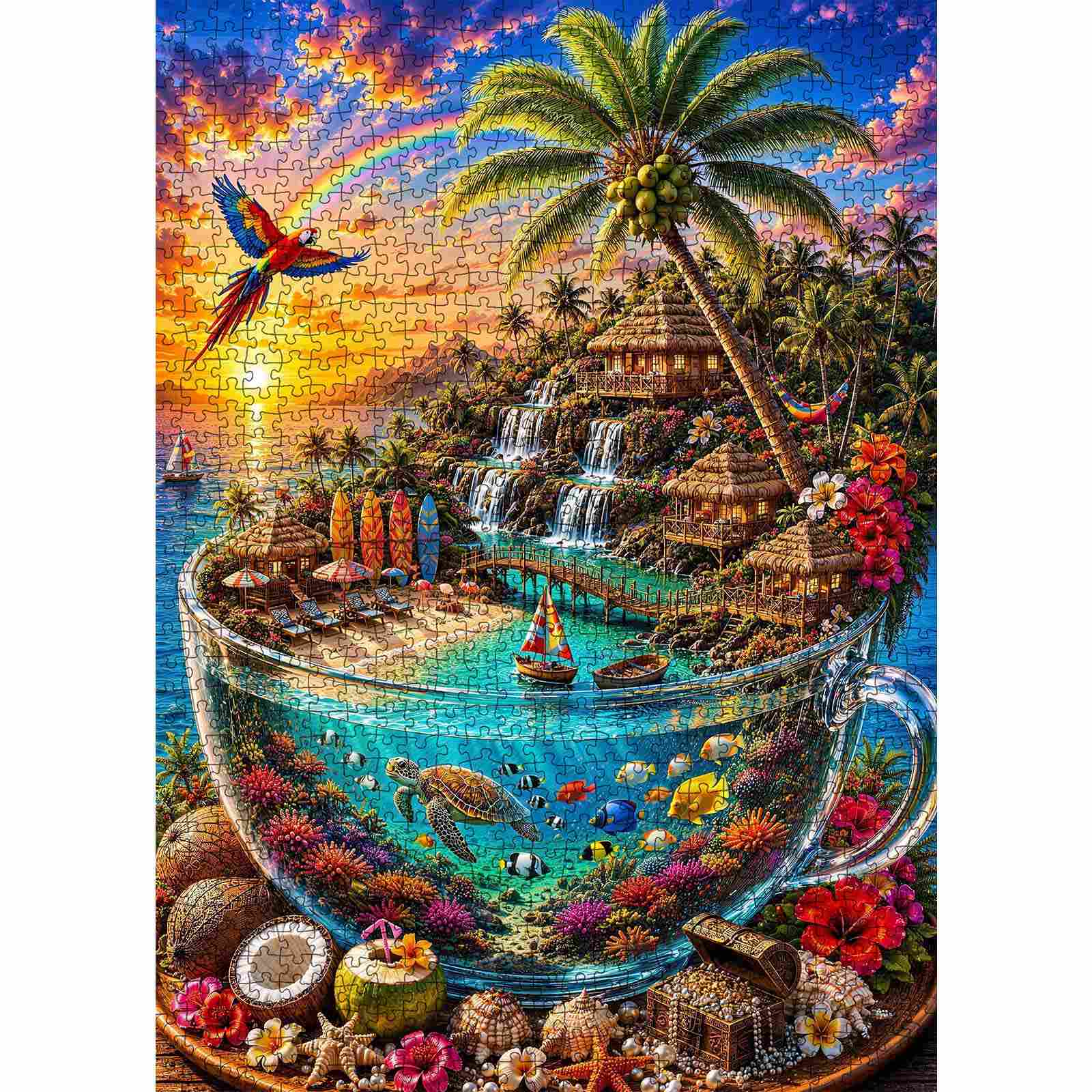 Tropical Island Paradise in Glass Cup Jigsaw Puzzle