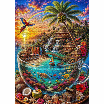 Tropical Island Paradise in Glass Cup Jigsaw Puzzle