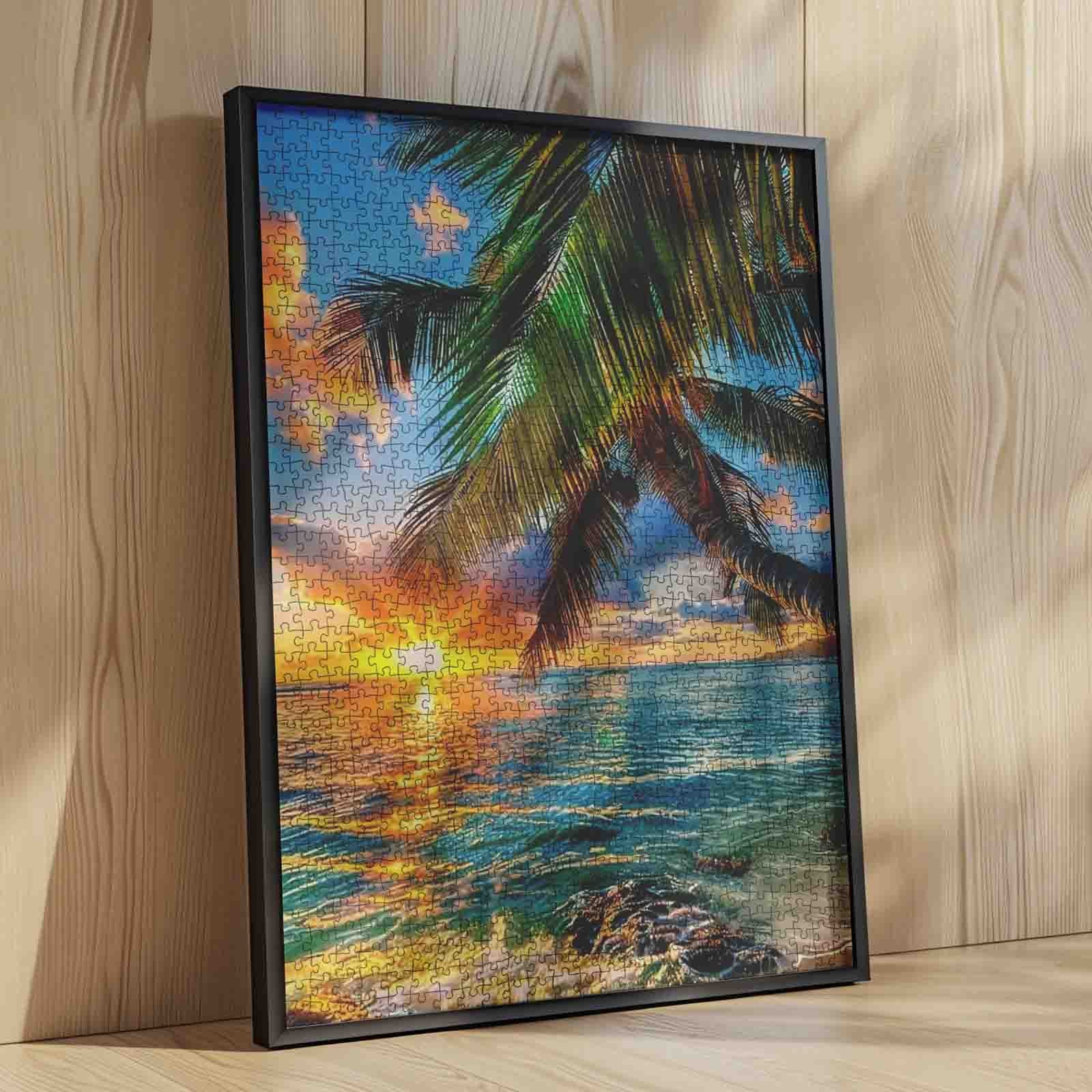 Tropical Palm Sunset Shore Jigsaw Puzzle