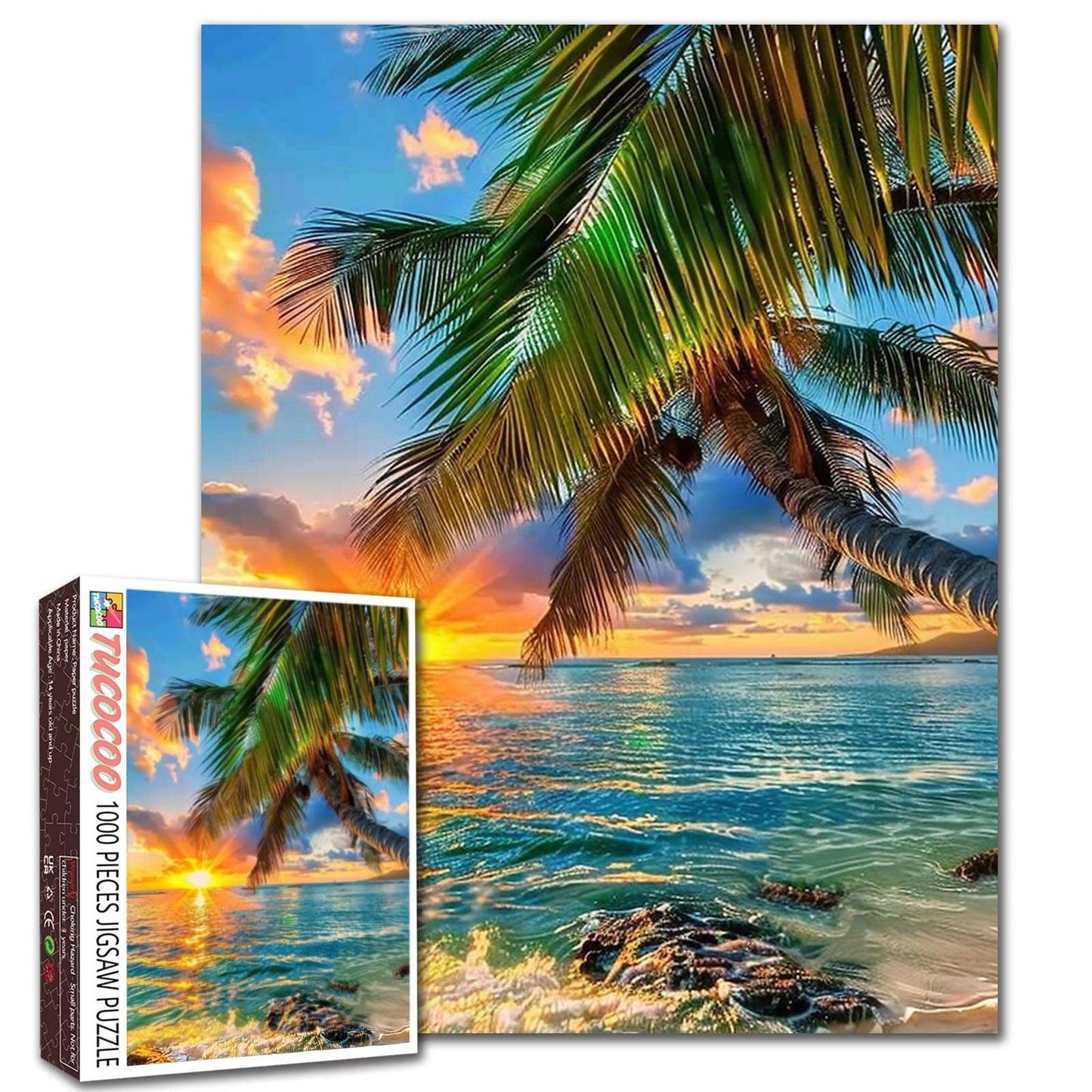 Tropical Palm Sunset Shore Jigsaw Puzzle