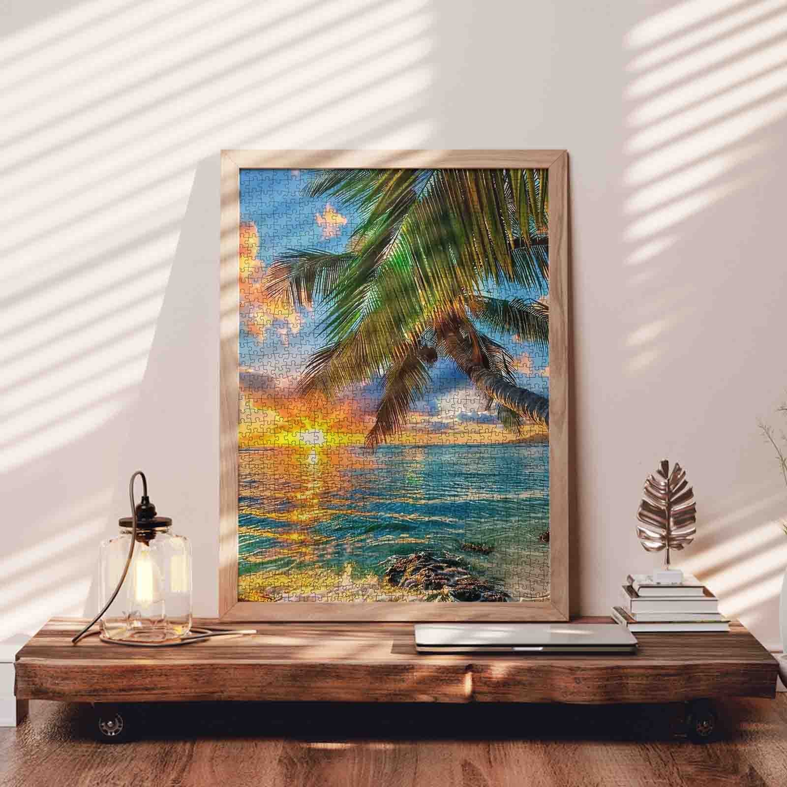 Tropical Palm Sunset Shore Jigsaw Puzzle