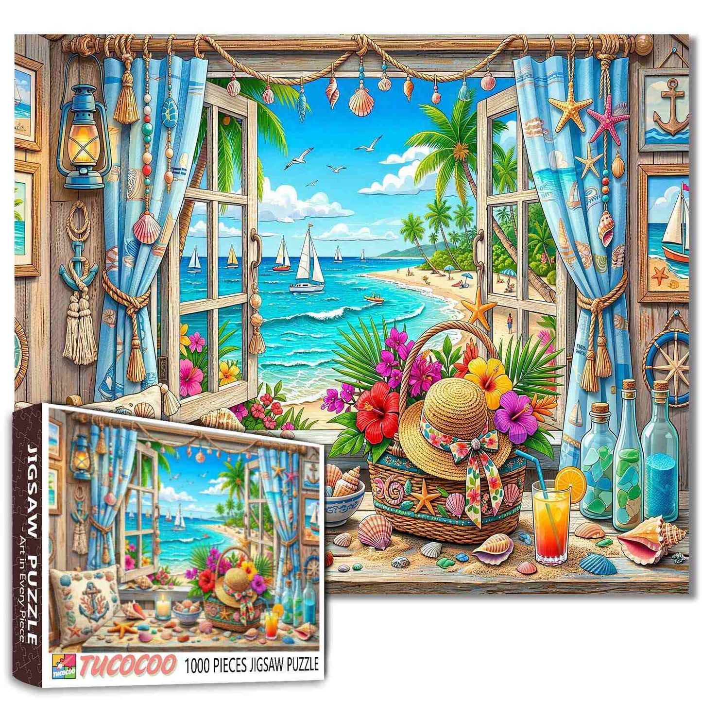 Tropical Seaside Window Escape Jigsaw Puzzle