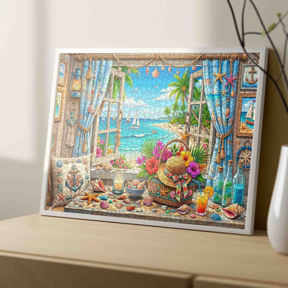 Tropical Seaside Window Escape Jigsaw Puzzle