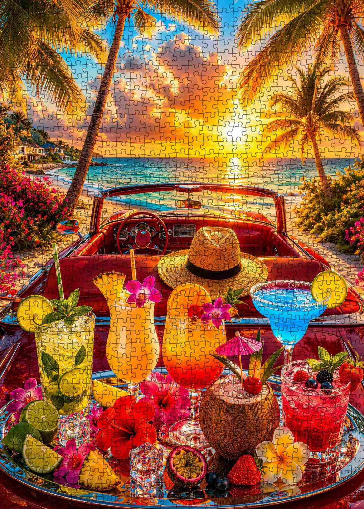 Tropical Sunset Cocktail Getaway Jigsaw Puzzle