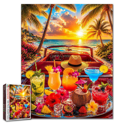 Tropical Sunset Cocktail Getaway Jigsaw Puzzle