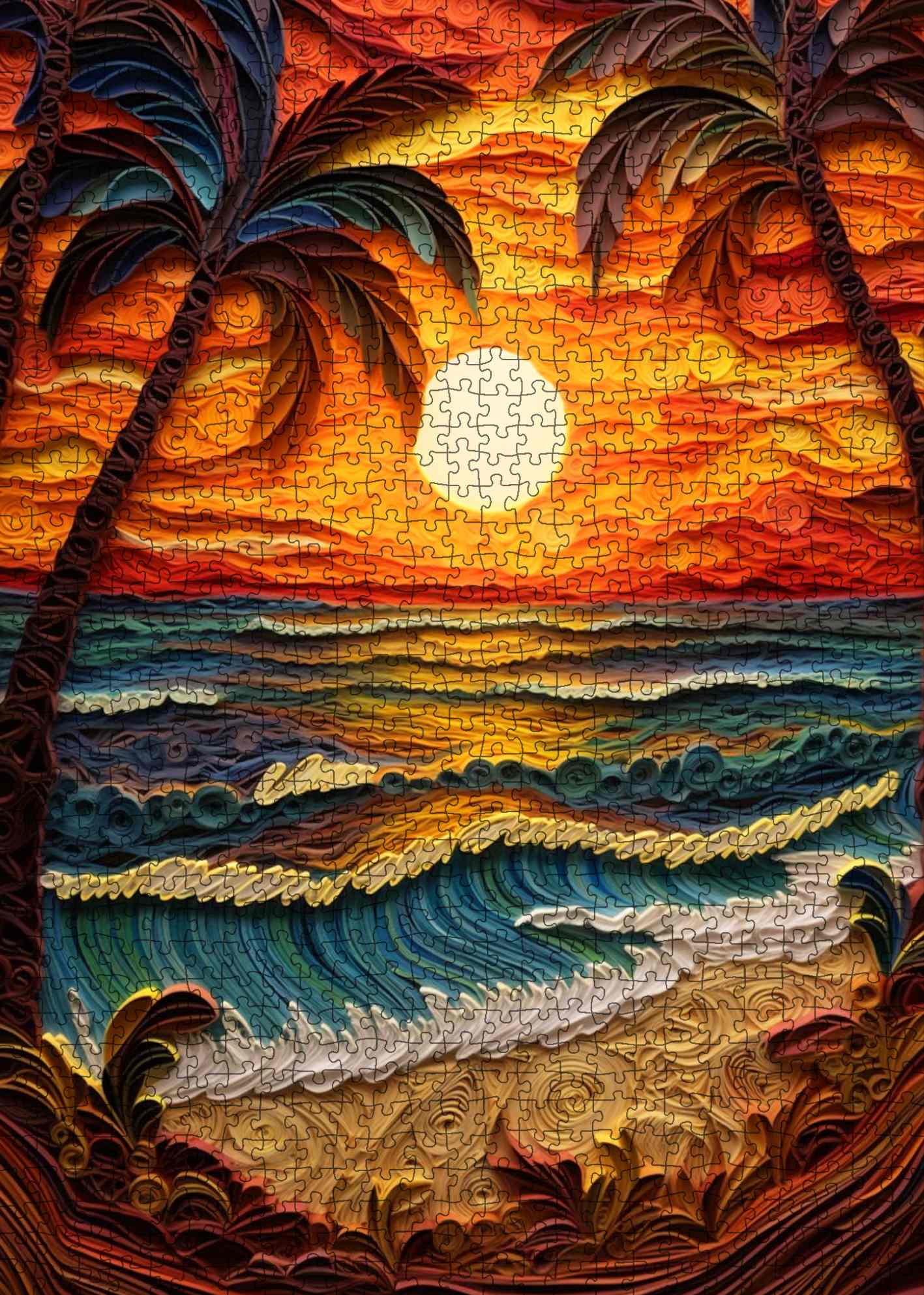 Tropical Sunset Waves Jigsaw Puzzle