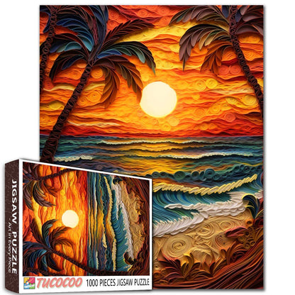 Tropical Sunset Waves Jigsaw Puzzle