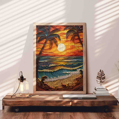 Tropical Sunset Waves Jigsaw Puzzle