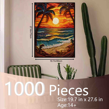 Tropical Sunset Waves Jigsaw Puzzle