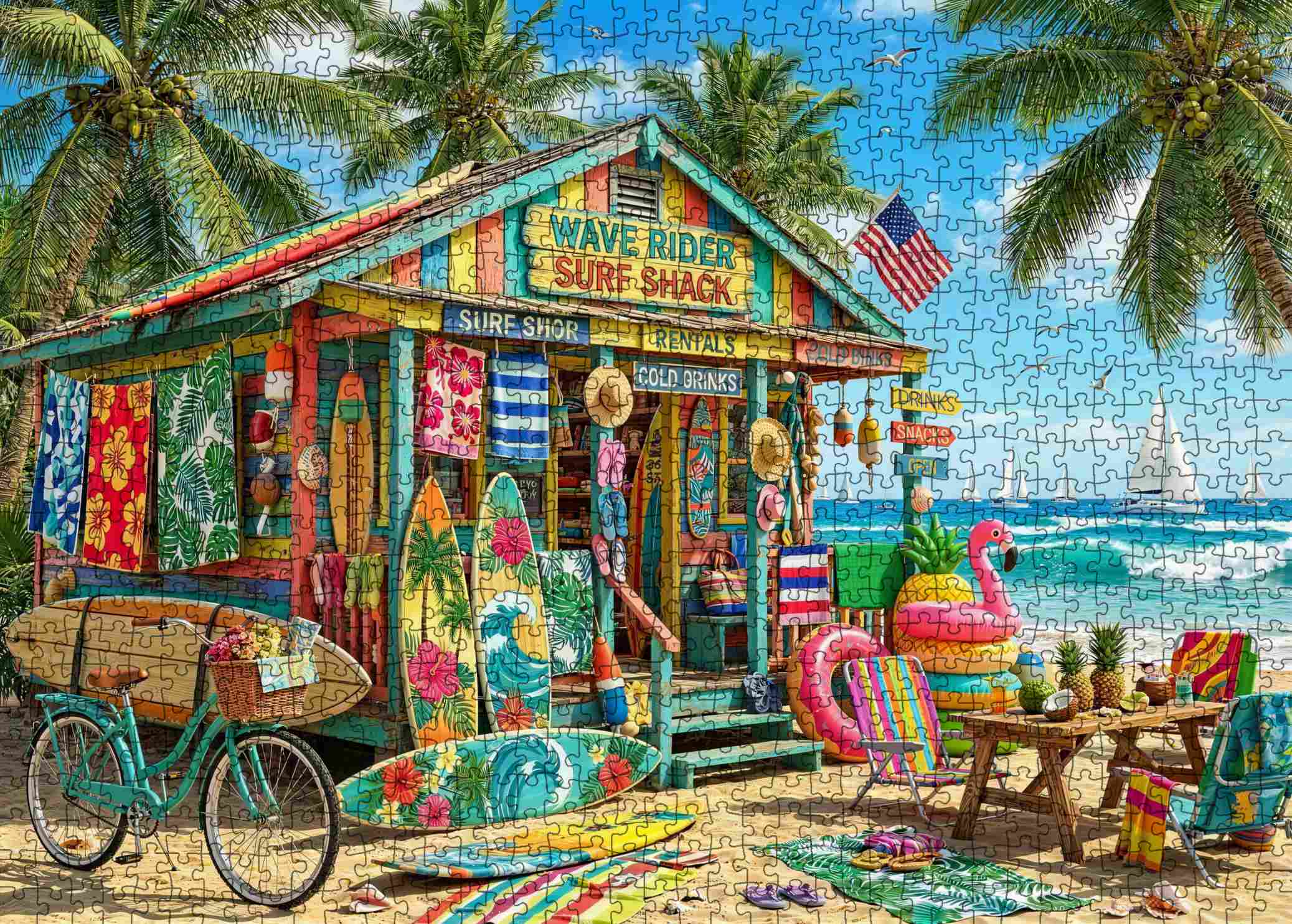 ジョン・アルホーグ「サウスパシフィック・パラダイス」 Tropical Surf Shack Paradise Jigsaw Puzzle – Tucocoo