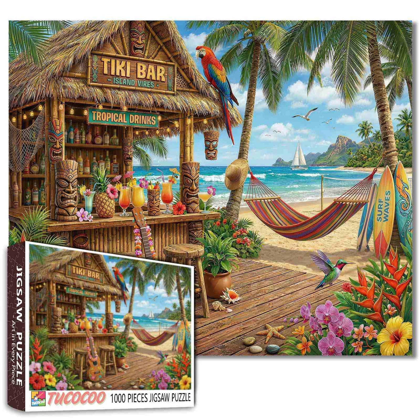 Tropical Tiki Bar Island Escape Jigsaw Puzzle