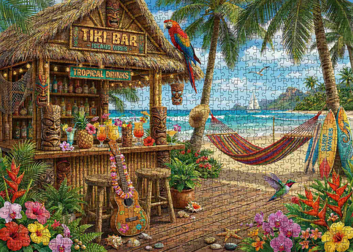 Tropical Tiki Bar Island Escape Jigsaw Puzzle