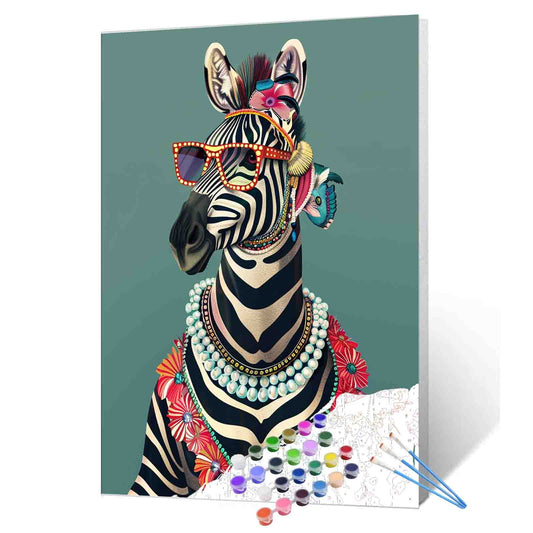 Tropical Glam Zebra Paint by Numbers