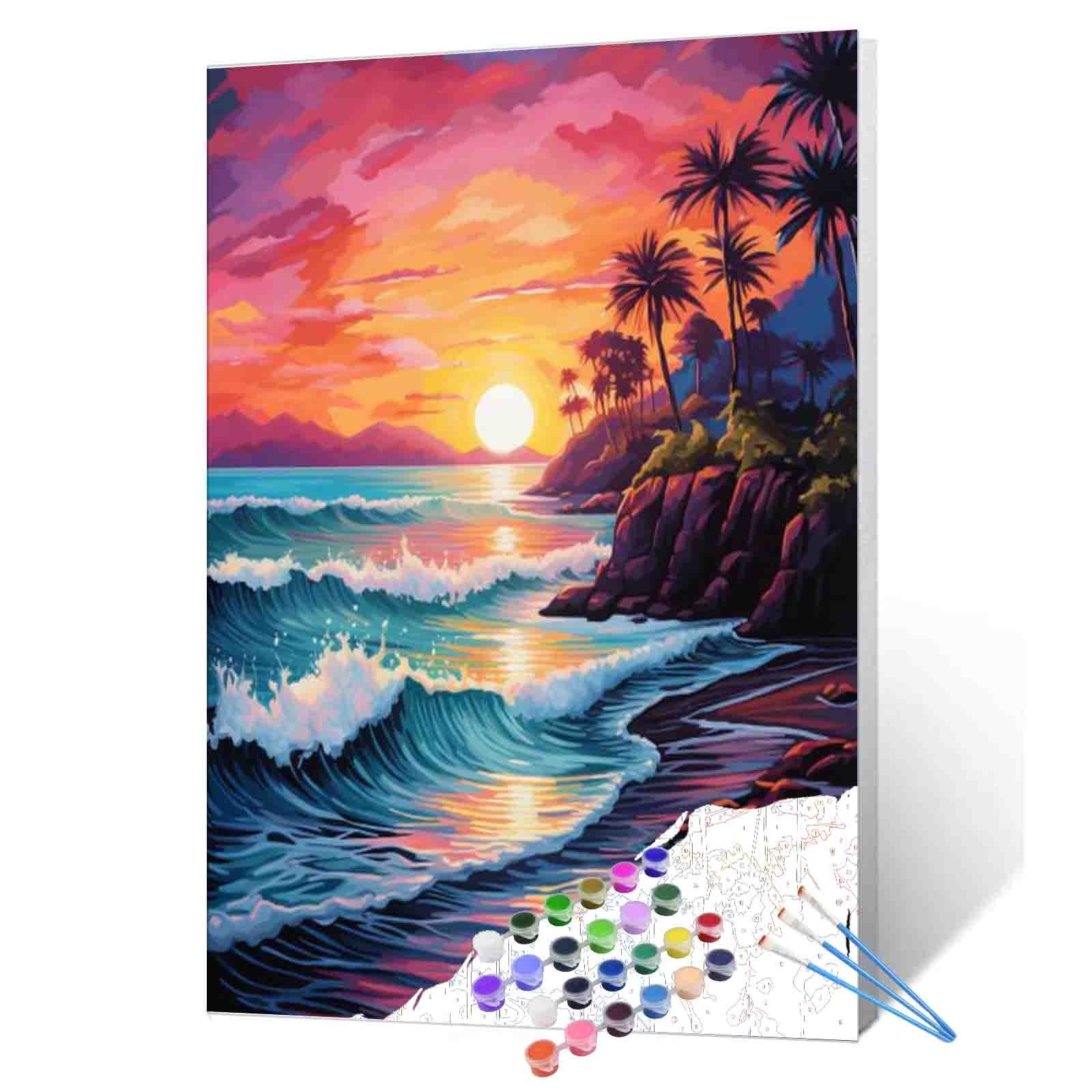 Tropical Sunset Waves Paint by Numbers