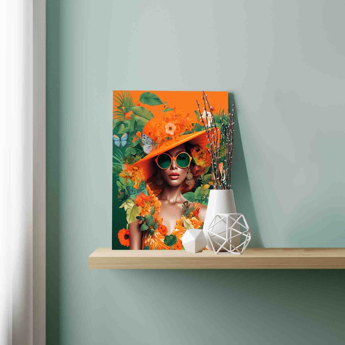 Tropical Woman in Orange Hat Paint by Numbers
