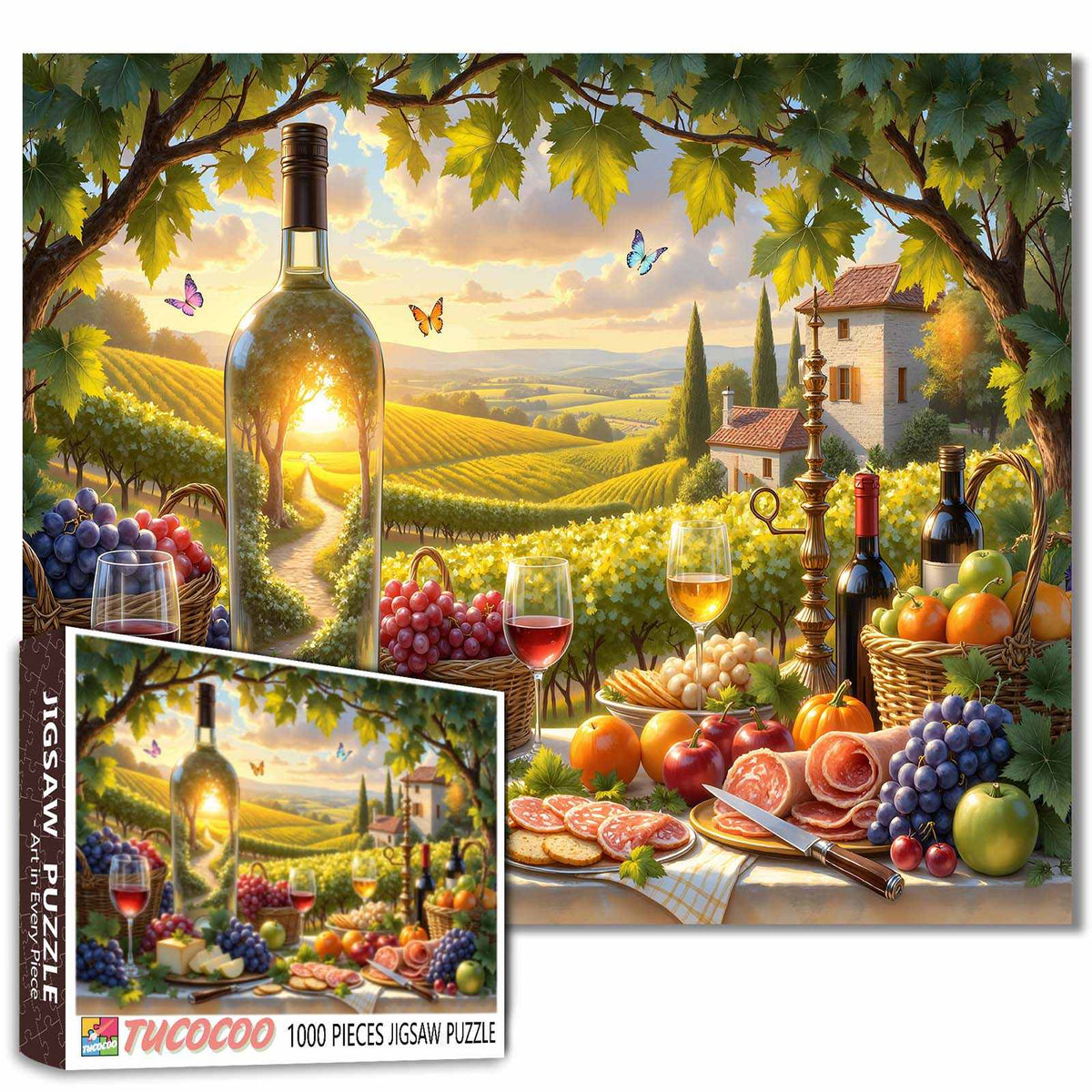 Tuscan Vineyard Wine Picnic Jigsaw Puzzle