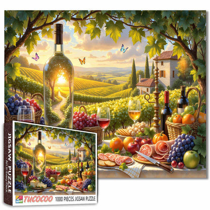 Tuscan Vineyard Wine Picnic Jigsaw Puzzle