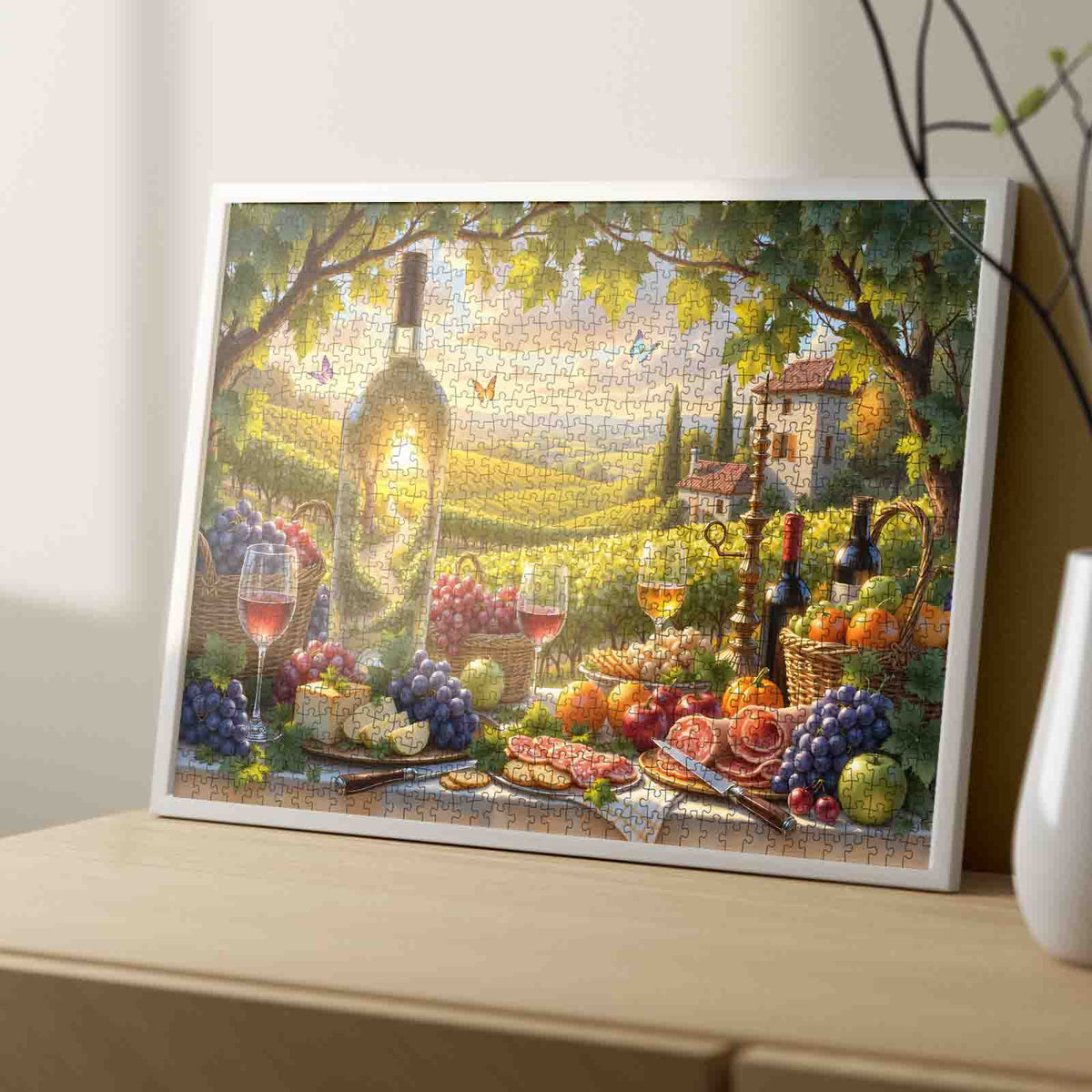Tuscan Vineyard Wine Picnic Jigsaw Puzzle