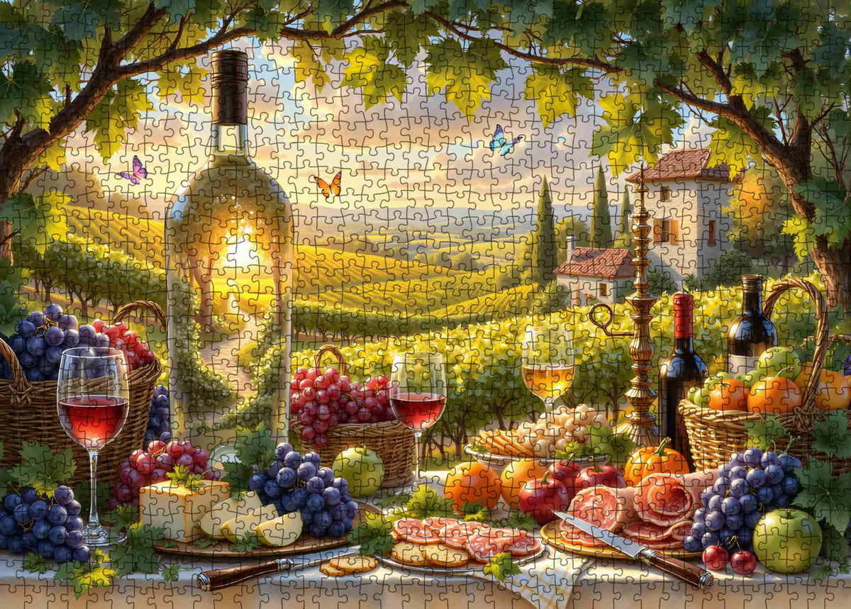 Tuscan Vineyard Wine Picnic Jigsaw Puzzle