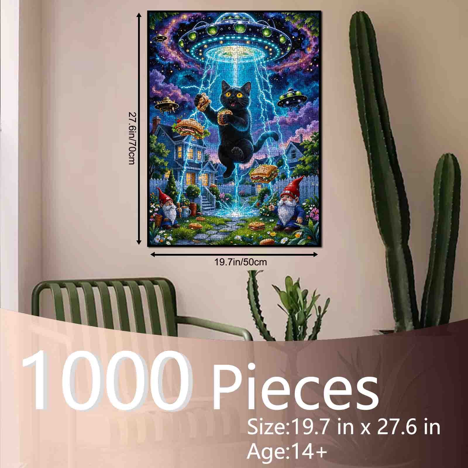 UFO Cat Sandwich Abduction Jigsaw Puzzle