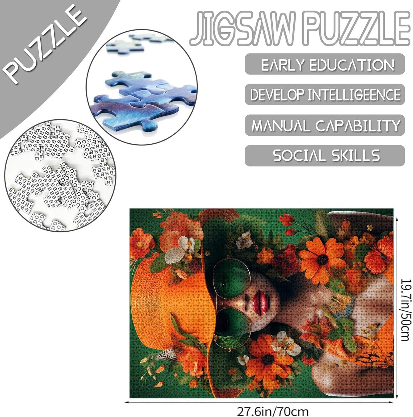 Graffitic Woman and Tropical Plants Jigsaw Puzzles