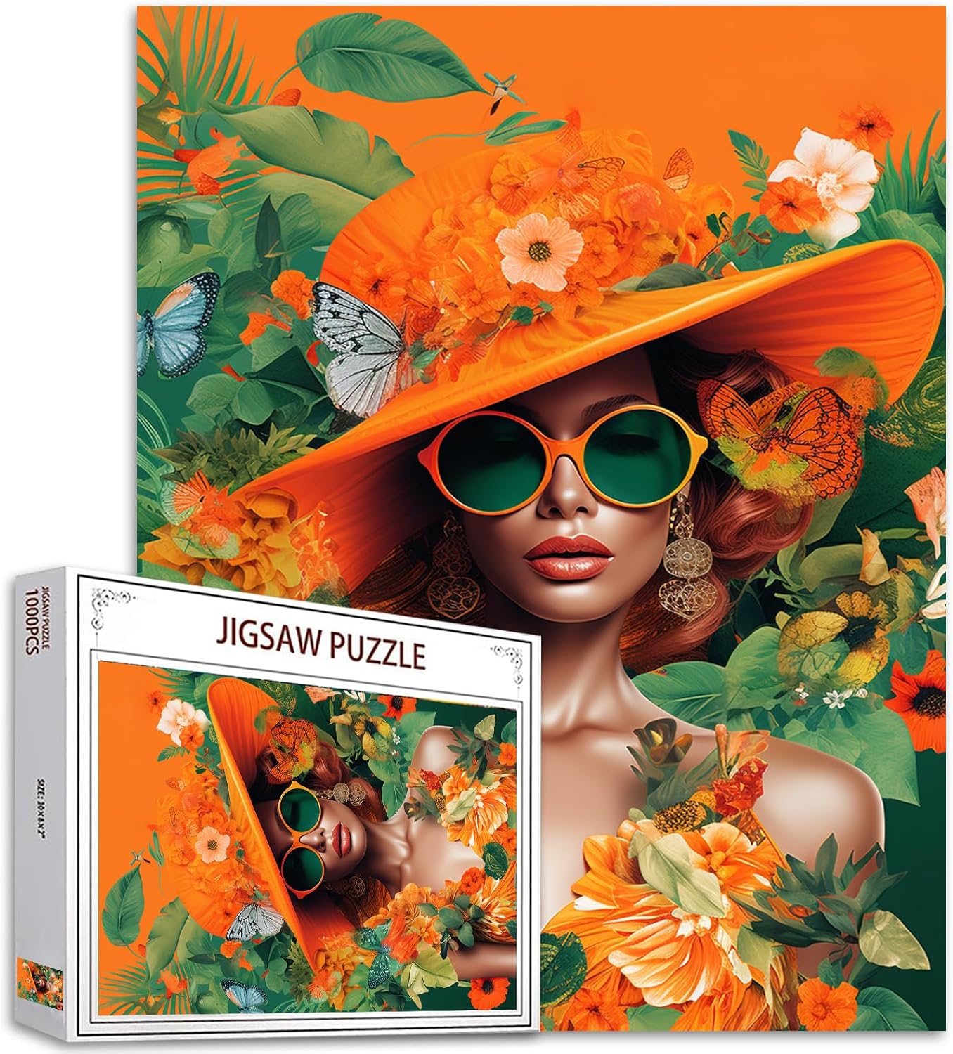 Sexy Girl in Big Orange Hat Jigsaw Puzzles