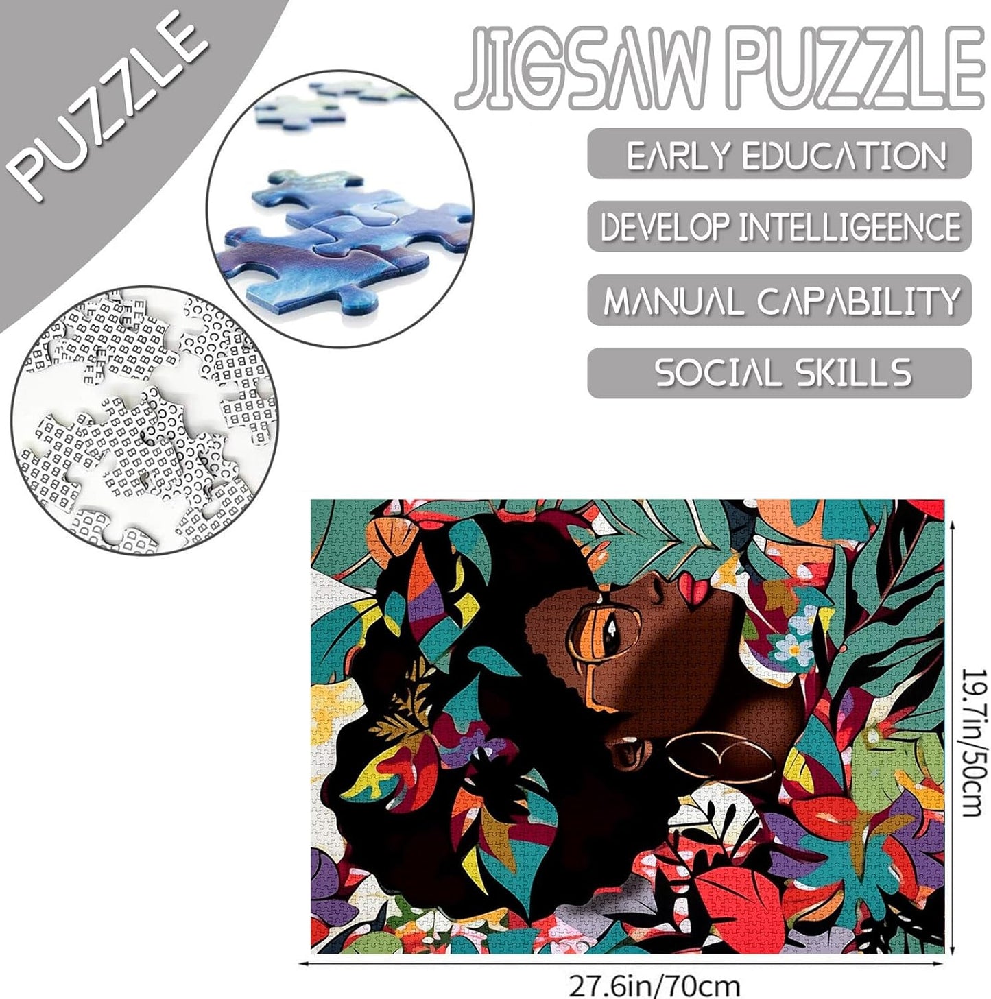 Black Girl Wearing Sunglass Painting Jigsaw Puzzles