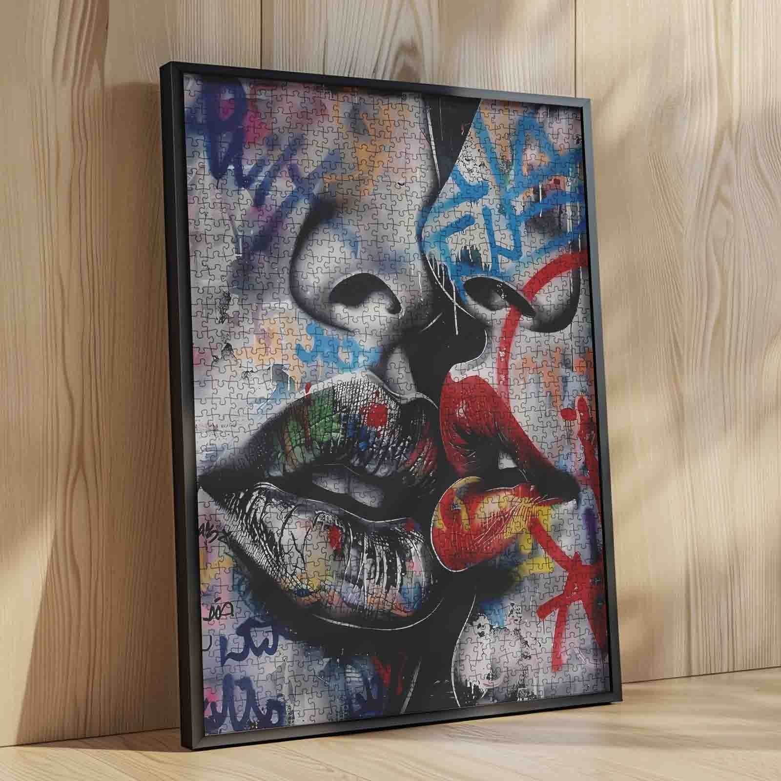 Urban Passion Graffiti Kiss Jigsaw Puzzle