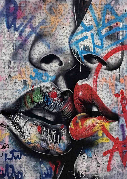 Urban Passion Graffiti Kiss Jigsaw Puzzle