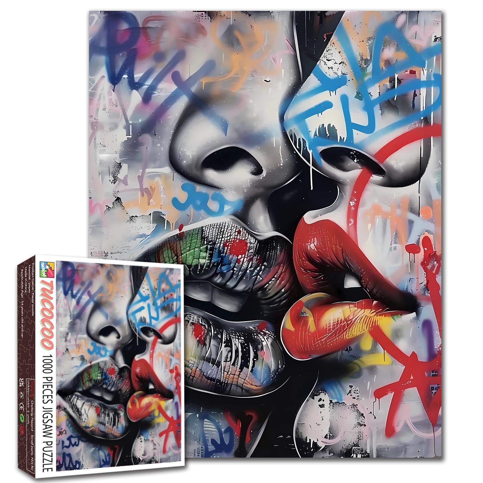 Urban Passion Graffiti Kiss Jigsaw Puzzle
