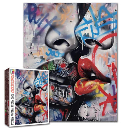 Urban Passion Graffiti Kiss Jigsaw Puzzle