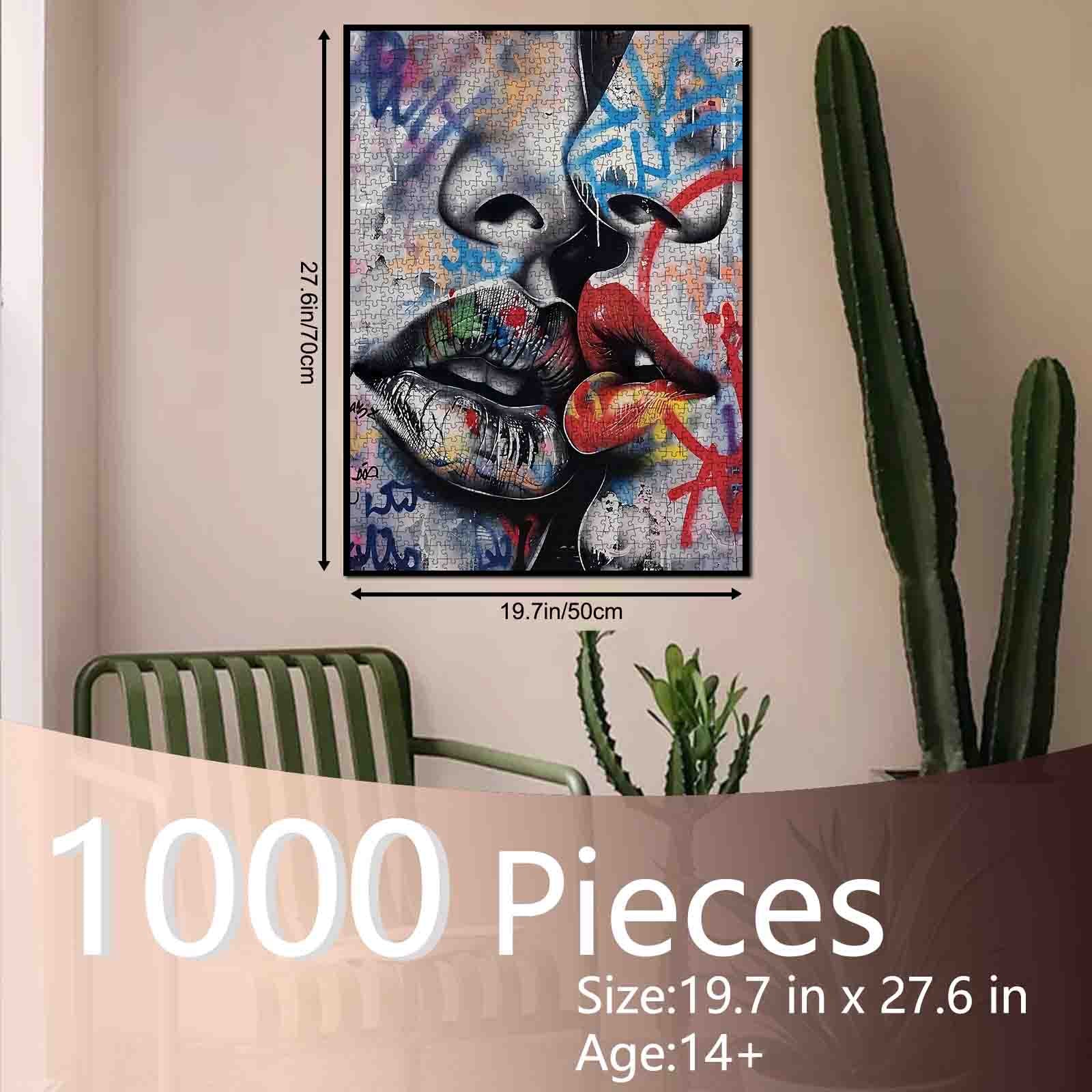 Urban Passion Graffiti Kiss Jigsaw Puzzle