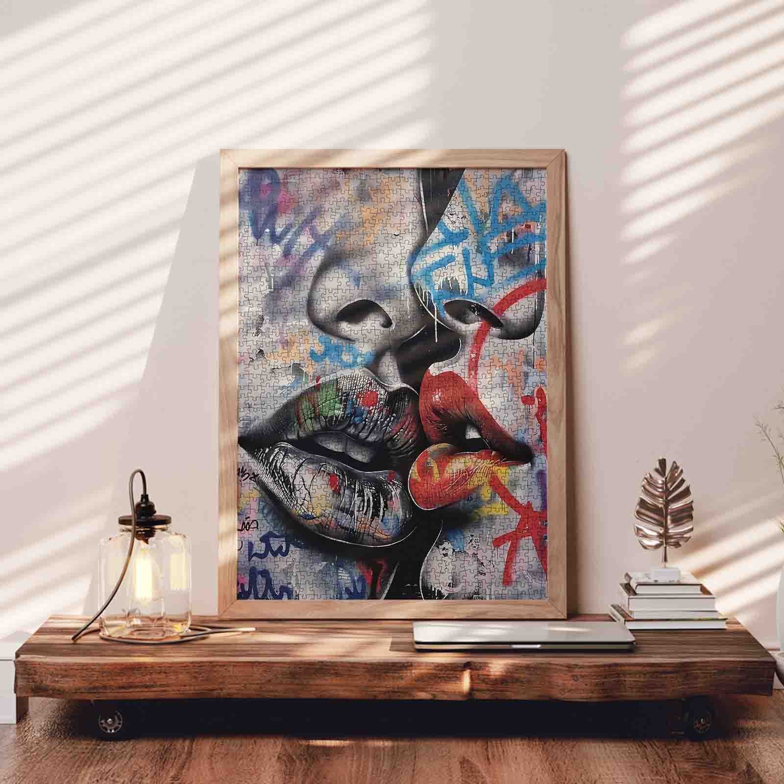 Urban Passion Graffiti Kiss Jigsaw Puzzle