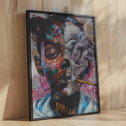 Urban Skull Fusion Portrait Jigsaw Puzzle