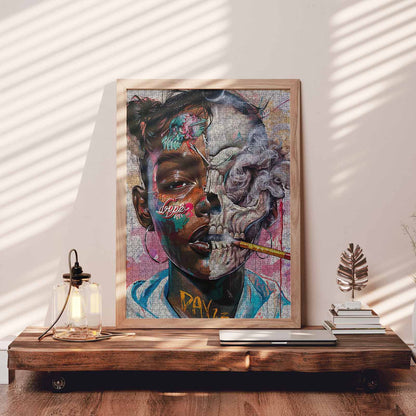 Urban Skull Fusion Portrait Jigsaw Puzzle