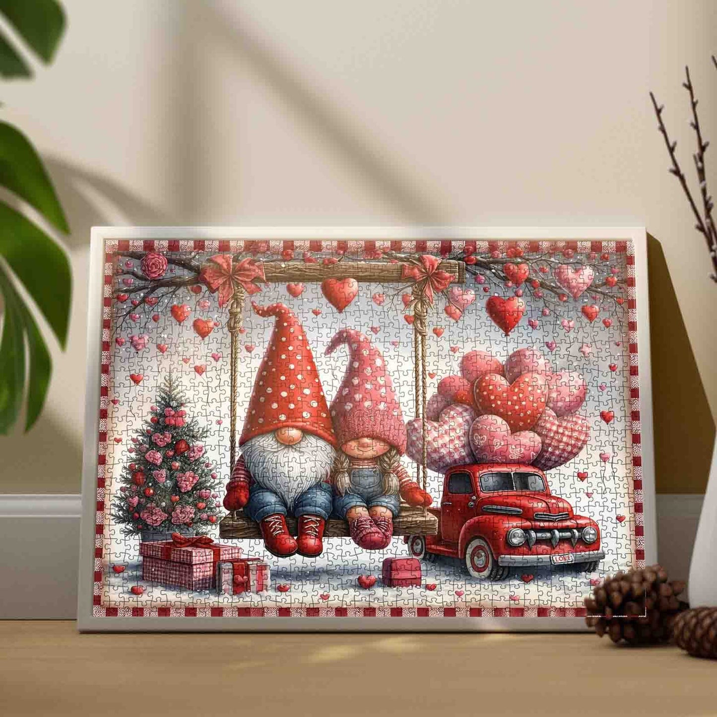 Valentine Gnome Love Swing Jigsaw Puzzle