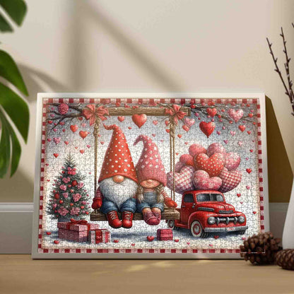 Valentine Gnome Love Swing Jigsaw Puzzle
