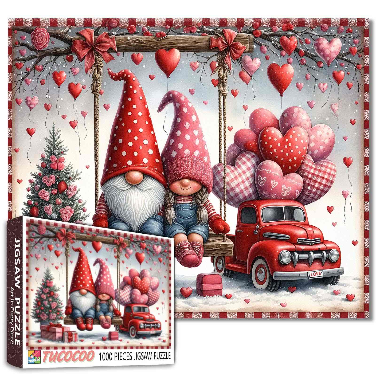 Valentine Gnome Love Swing Jigsaw Puzzle