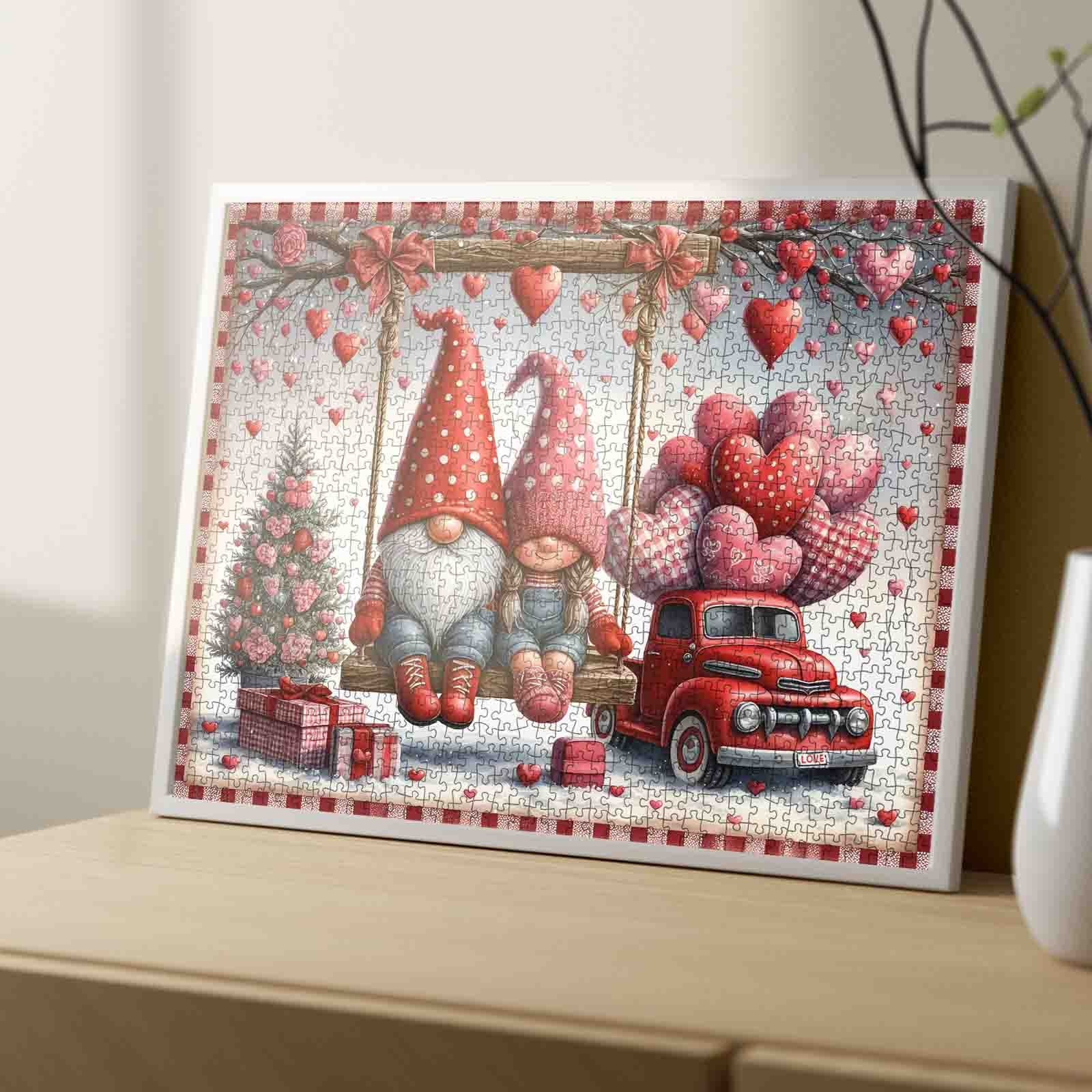Valentine Gnome Love Swing Jigsaw Puzzle