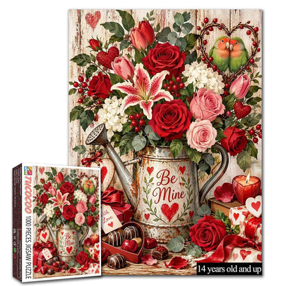 Valentine Roses and Lovebirds Jigsaw Puzzle