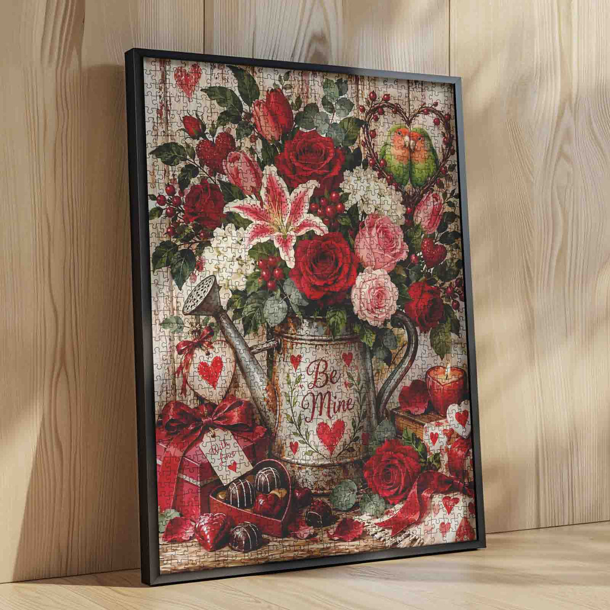 Valentine Roses and Lovebirds Jigsaw Puzzle