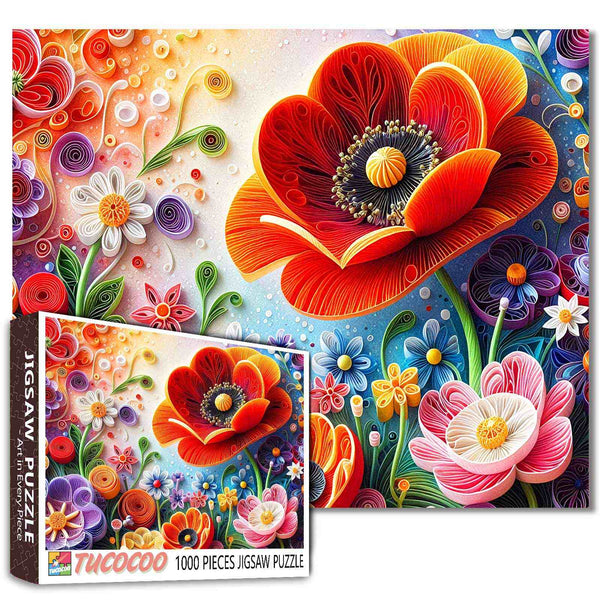 Fower Mandala Jigsaw Puzzle For Adults - 1000 Piece Floral Paper-Cut Art, 23.9"x23.9" Finished Size