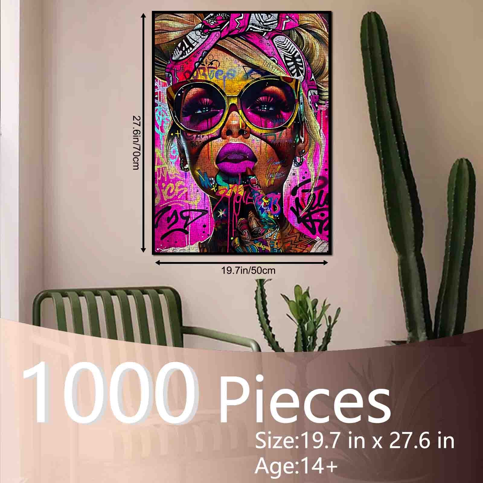 Vibrant Graffiti Diva in Neon Street Style Jigsaw Puzzle