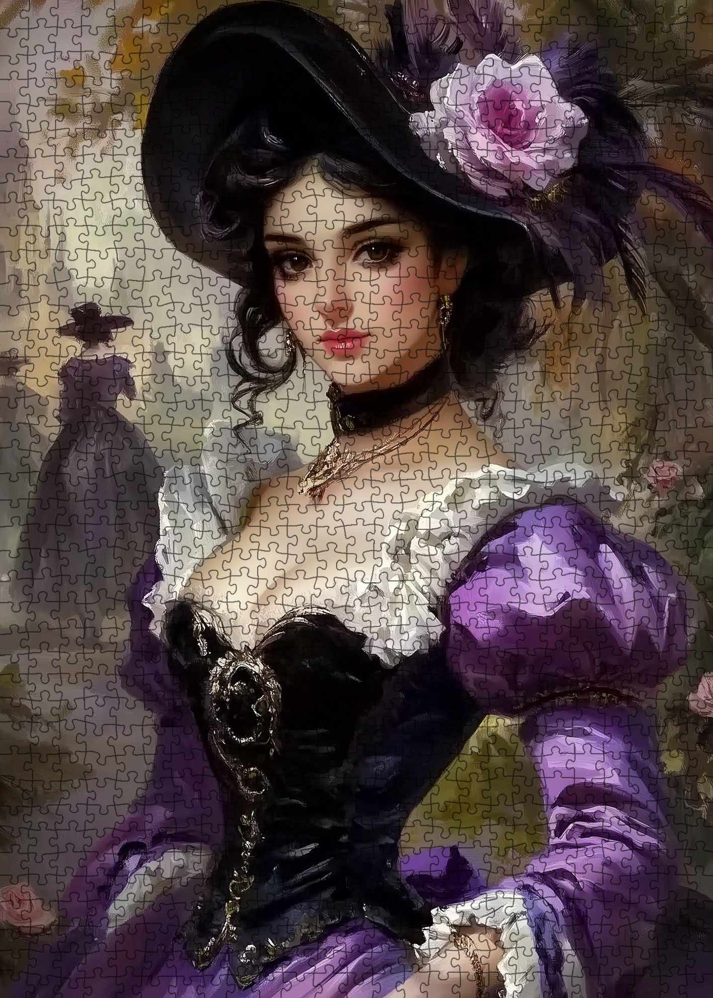Victorian Lady in Purple Dress Jigsaw Puzzle