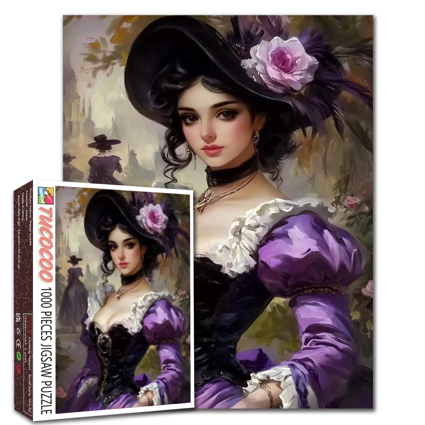 Victorian Lady in Purple Dress Jigsaw Puzzle