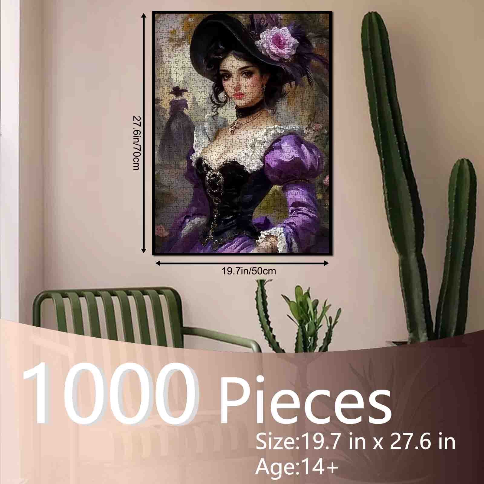 lady in purple dress puzzle Magnetic - puzzle postcard - Lady in a lila dress