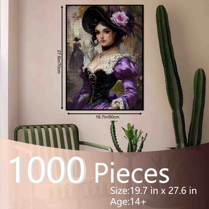 Victorian Lady in Purple Dress Jigsaw Puzzle