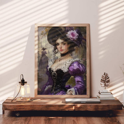 Victorian Lady in Purple Dress Jigsaw Puzzle