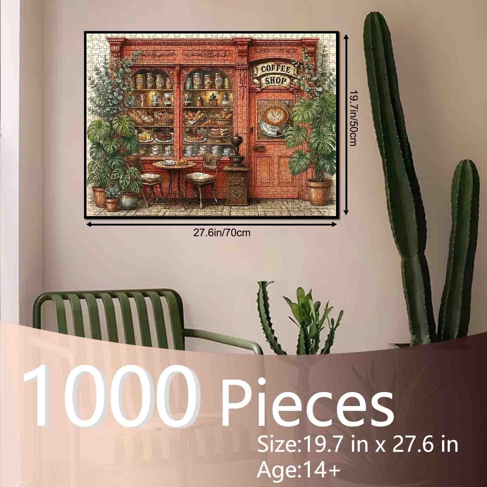 Vintage Botanical Coffee Shop Jigsaw Puzzle