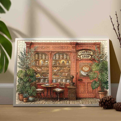 Vintage Botanical Coffee Shop Jigsaw Puzzle